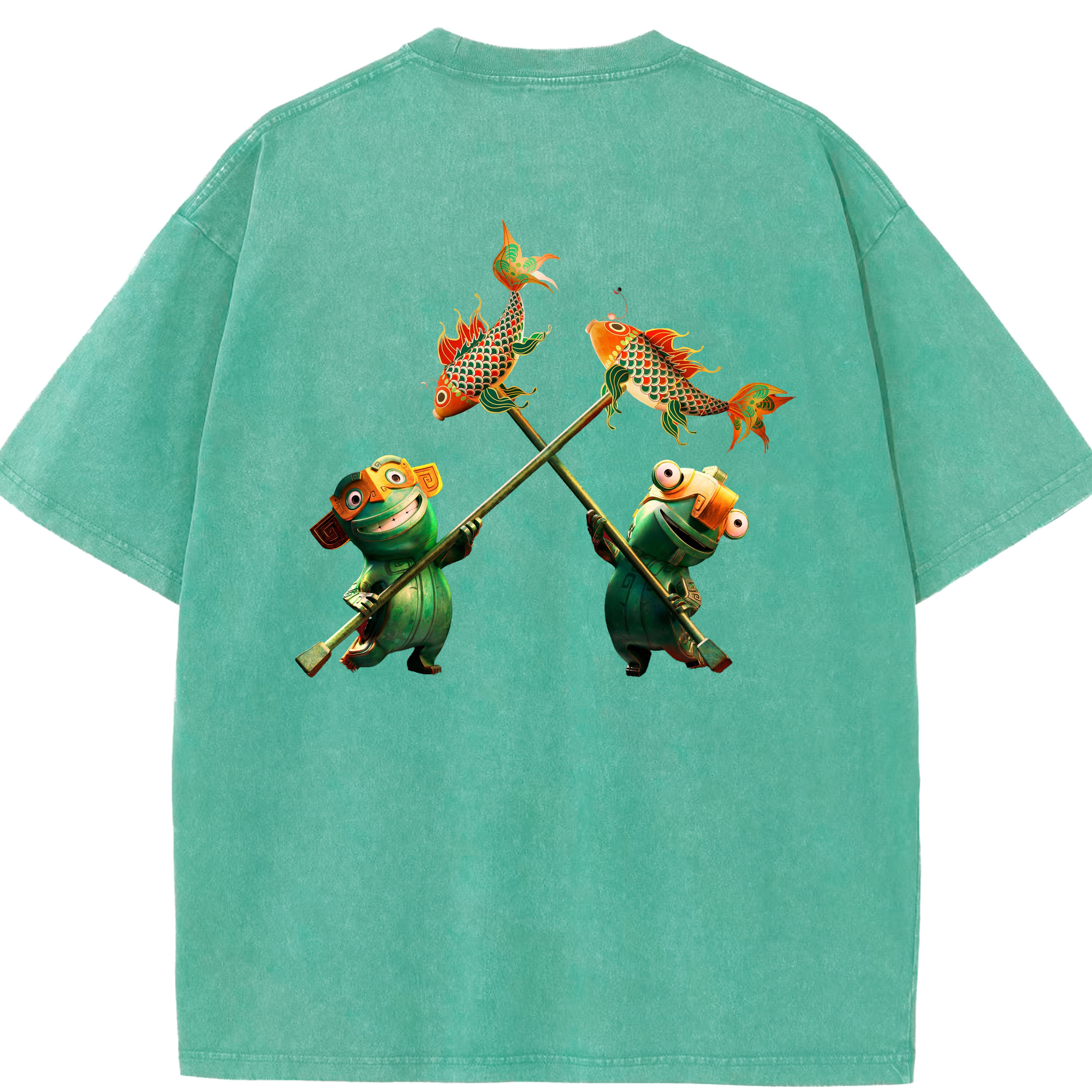 （画像用） Ne Zha 2 ナタ 魔童の大暴れ 綿100% ヴィンテージ風 半袖Tシャツ（背面プリント）